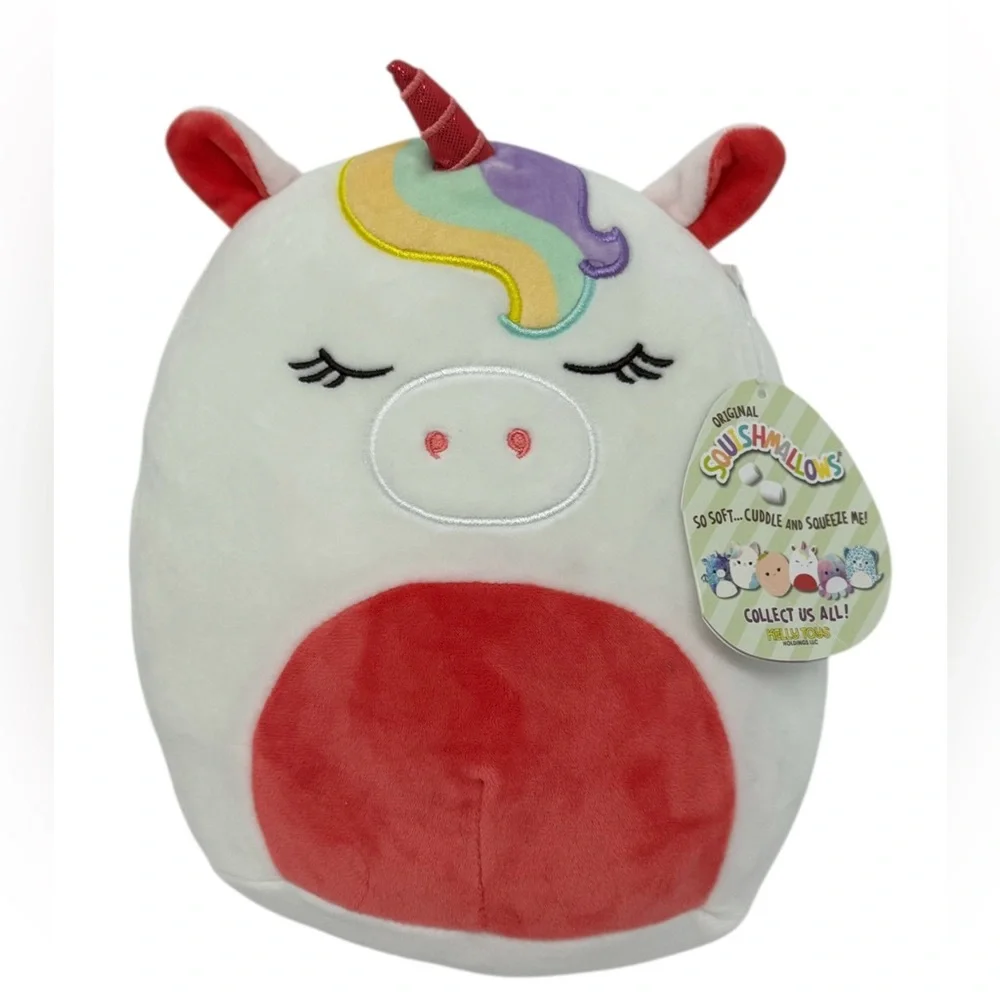 NWT Squishmallow Micky the White & Pink Unicorn W/Sleepy Eyes 8